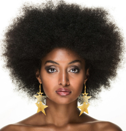 Star Dangle-Earrings Gold-Tone 12 Per Package E1597