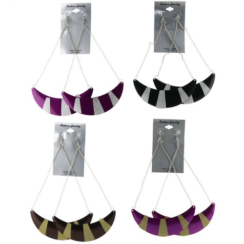 Sparkling Glitter Ethnic-Earrings Multi-Color & Dual-Tone 12 Per Package E1603C