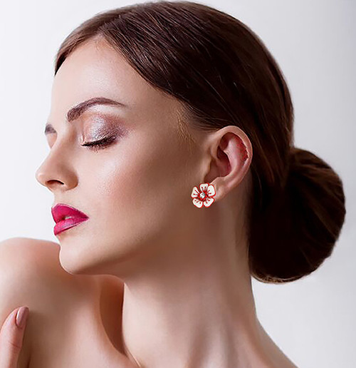 Assorted-Color & White Metal Stud-Earrings With Crystal Accents 12 Per Package E17C