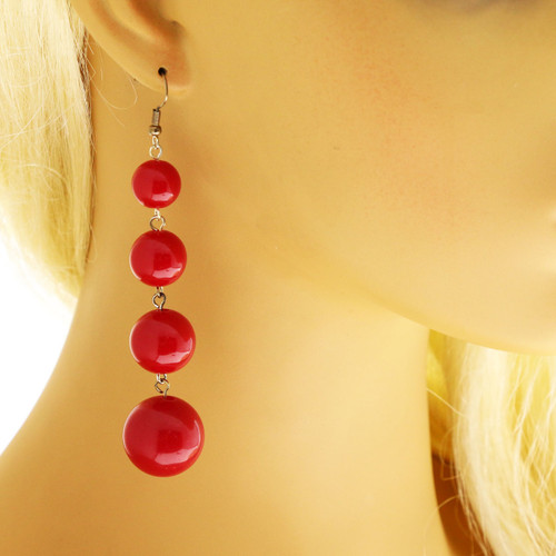 Multi-Color Acrylic Dangle-Earrings With Bead Accents 12 Per Package E1823C