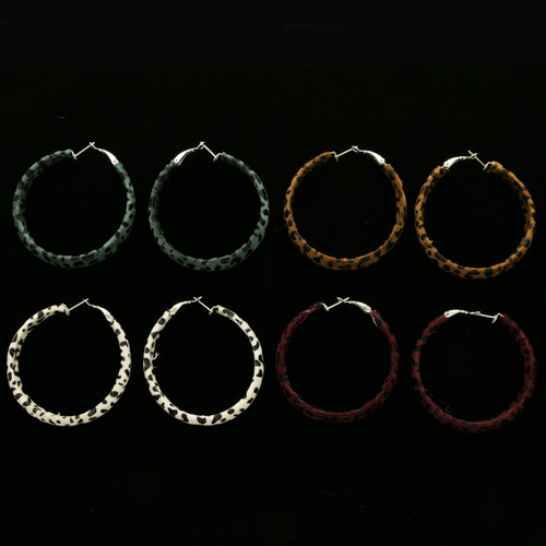 Spots Hoop-Earrings Multi-Color & Silver-Tone 12 Per Package E195C