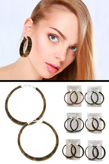 Multi-Color & Silver-Tone Fabric Dangle-Earrings 12 Per Package E197C Multi-Color & Silver-Tone Fabric Dangle-Earrings 12 Per Package E197C