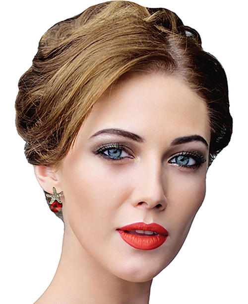 Starfish Stud-Earrings With Crystal Accents Multi-Color & Gold-Tone 12 Per Package E201C