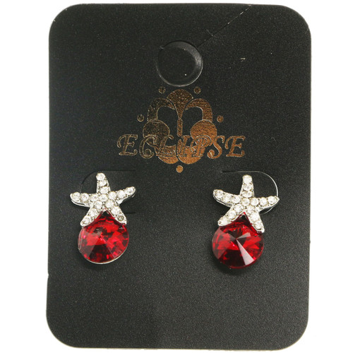 Starfish Stud-Earrings With Crystal Accents Multi-Color & Gold-Tone 12 Per Package E201C