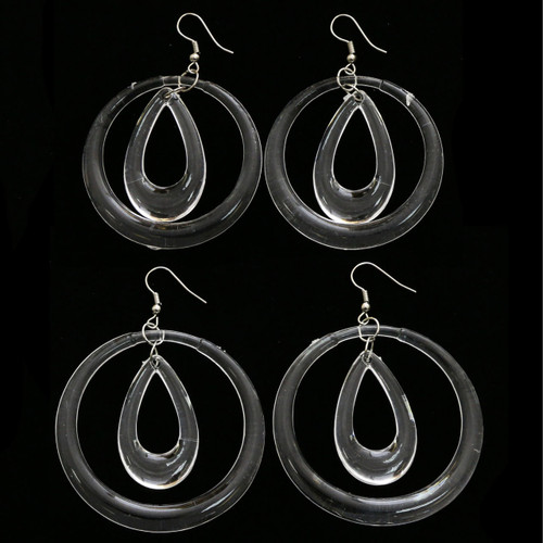 Clear Acrylic Dangle-Earrings 12 Per Package E2161A