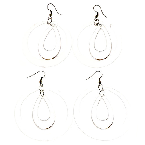 Clear Acrylic Dangle-Earrings 12 Per Package E2161A