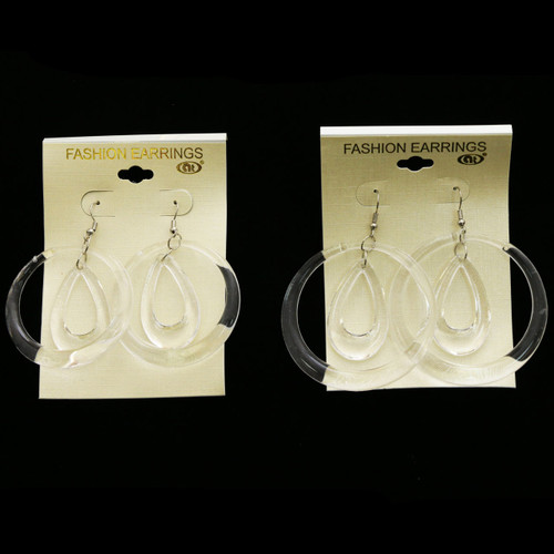 Clear Acrylic Dangle-Earrings 12 Per Package E2161A