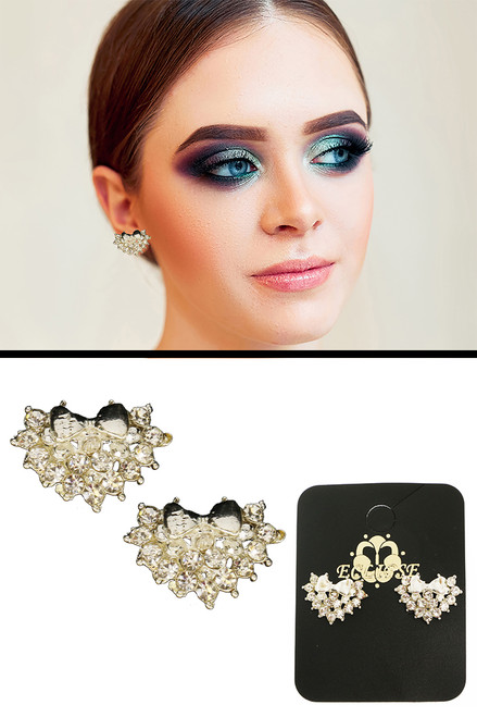 Bows Stud-Earrings With Crystal Accents  Silver-Tone 12 Per Package E218A