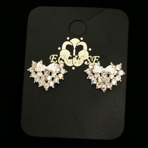 Bows Stud-Earrings With Crystal Accents  Silver-Tone 12 Per Package E218A