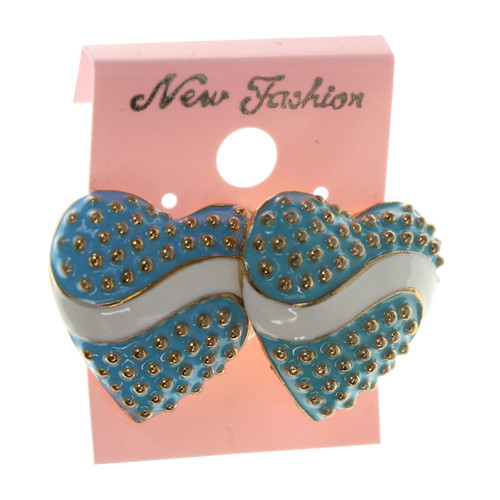 Heart Stud-Earrings Assorted-Color & Gold-Tone 12 Per Package E21C