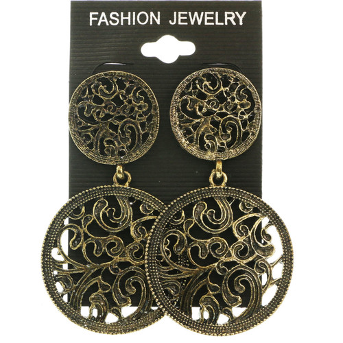 Multi-Color Metal Dangle-Earrings With Crystal Accents 12 Per Package E231GR