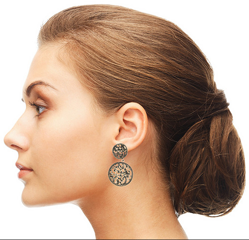 Multi-Color Metal Dangle-Earrings With Crystal Accents 12 Per Package E231GR