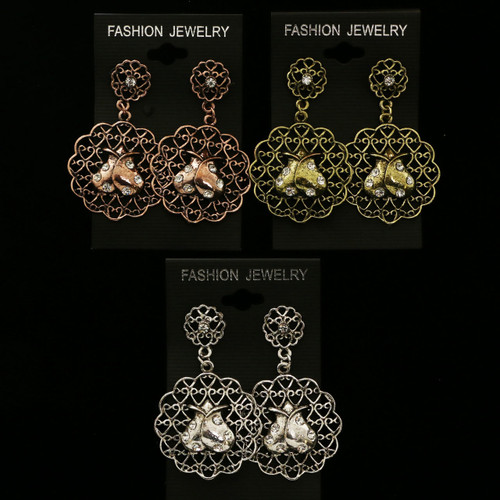 Starfish Stud-Earrings With Crystal Accents Multi-Color & Silver-Tone 12 Per Package E247GR