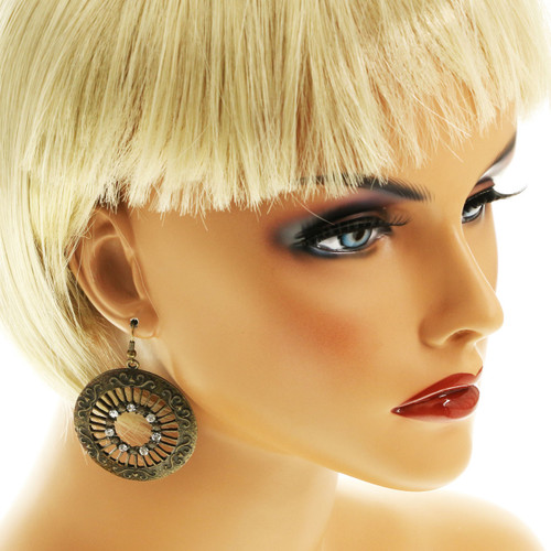 Multi-Color Metal Dangle-Earrings With Crystal Accents 12 Per Package E250GR