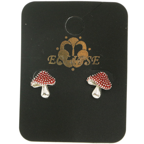 Mushrooms Stud-Earrings Multi-Color & Silver-Tone 12 Per Package E253A