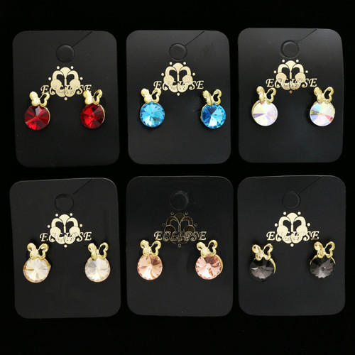 Gold tone butterfly and rhinestone studs E277