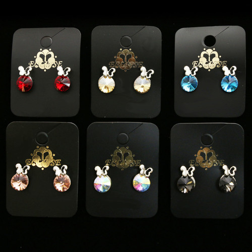 Silver tone butterfly and rhinestone studs E277A