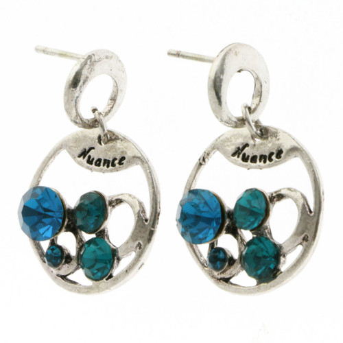 Antique gold and silver tone circle dangle earrings E340B