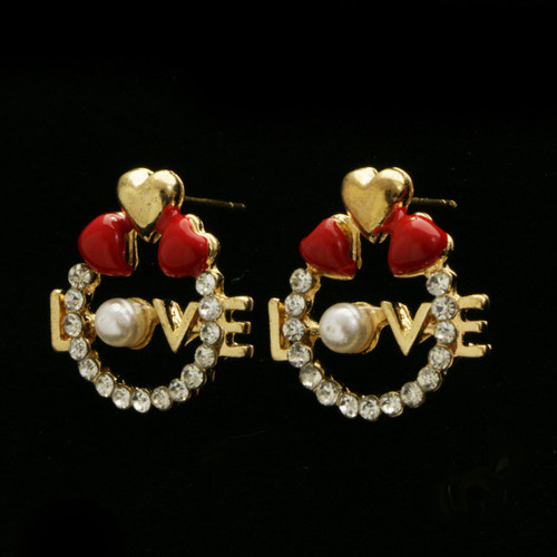 Love Earrings with assorted colored heart accents E341C