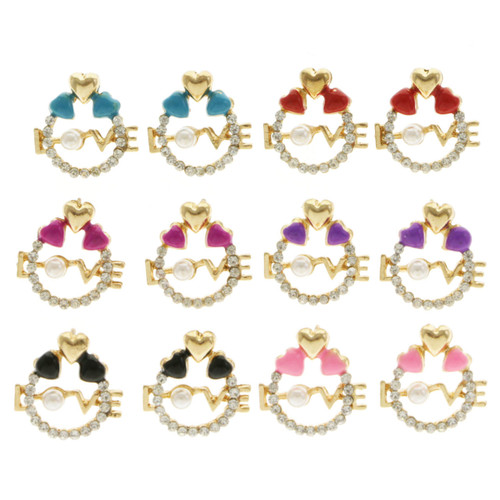 Love Earrings with assorted colored heart accents E341C