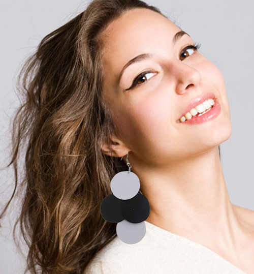 Multi-Color & Silver-Tone Metal Dangle-Earrings 12 Per Package E3584BW