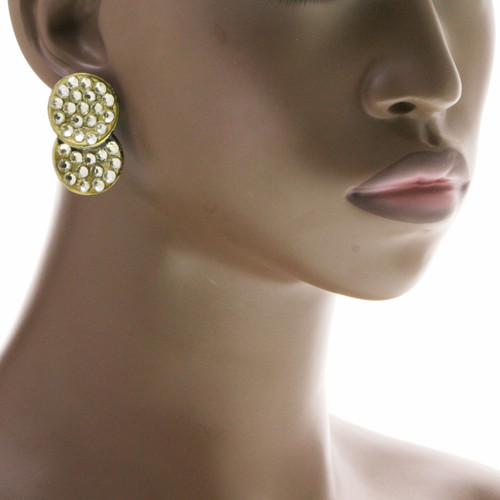 Tri-Tone & Silver-Tone Acrylic Dangle-Earrings With Crystal Accents 12 Per Package E4189C