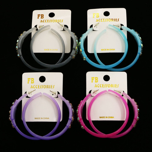 Ombre AB Finish Cross Dangle-Earrings With Crystal Accents Multi-Color & Silver-Tone 12 Per Package E4517C