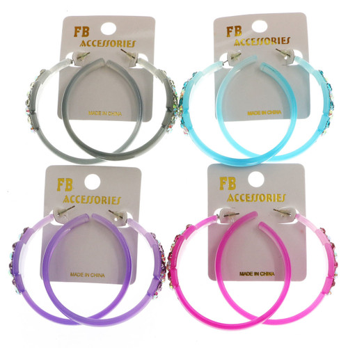 Ombre AB Finish Cross Dangle-Earrings With Crystal Accents Multi-Color & Silver-Tone 12 Per Package E4517C