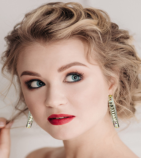 Ombre AB Finish Heart Dangle-Earrings With Crystal Accents Multi-Color & Silver-Tone 12 Per Package E4519C