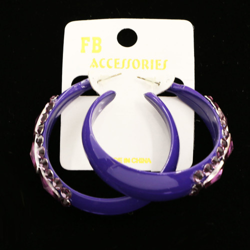 Multi-Color Acrylic Dangle-Earrings With Crystal Accents 12 Per Package E4542C