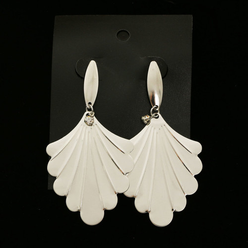 Shell Nautical Sea Dangle-Earrings With Crystal Accents Silver-Tone 12 Per Package E4567A