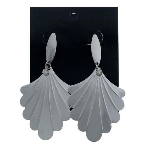 Shell Nautical Sea Dangle-Earrings With Crystal Accents Silver-Tone 12 Per Package E4567A