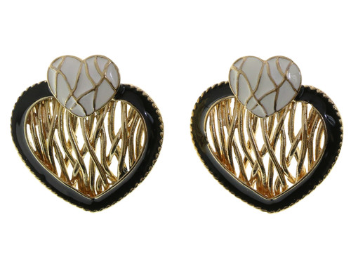 Heart Stud-Earrings Gold-Tone & Multi-Color 12 Per Package E46BW