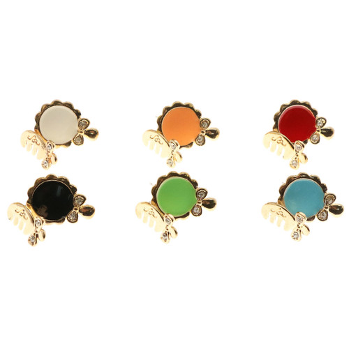 Mirror Comb Stud-Earrings With Crystal Accents Multi-Color & Gold-Tone 12 Per Package E48GC