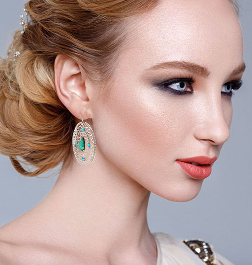 Filigree Dangle-Earrings With Stone Accents Dual-Tone & Multi-Color 12 Per Package E5104C