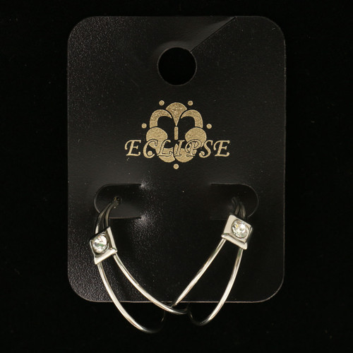 Silver-Tone Metal Dangle-Earrings With Crystal Accents 12 Per Package E5272A