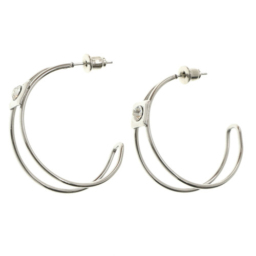 Silver-Tone Metal Dangle-Earrings With Crystal Accents 12 Per Package E5272A