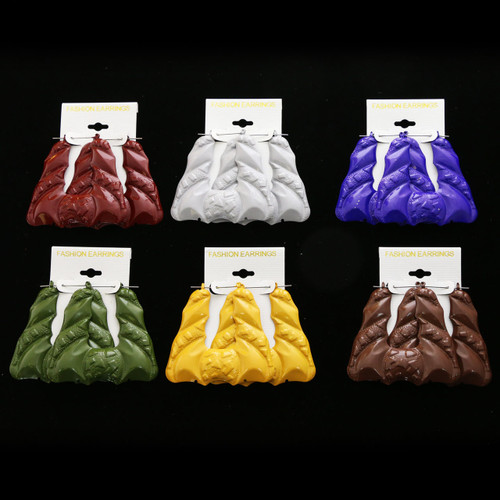 Silver-Tone & Multi-Color Metal Hoop-Earrings 12 Per Package E52CC