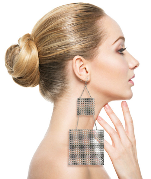 Assorted-Color Fabric Dangle-Earrings 12 Per Package E530GR