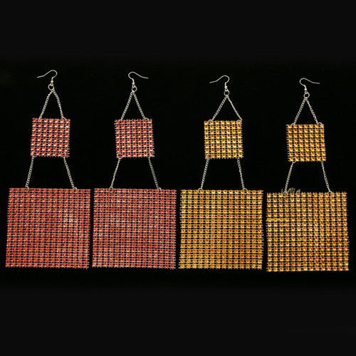 Multi-Color & Silver-Tone Acrylic Dangle-Earrings With Colorful Accents 12 Per Package E531C