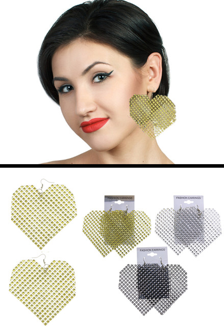 Heart Dangle-Earrings Assorted-Color 12 Per Package E532GR Heart Dangle-Earrings Assorted-Color 12 Per Package E532GR