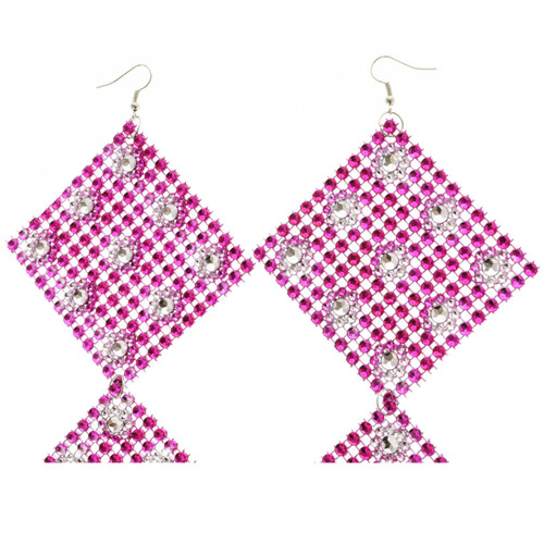 Flower Dangle-Earrings With Colorful Accents Multi-Color & Silver-Tone 12 Per Package E553C