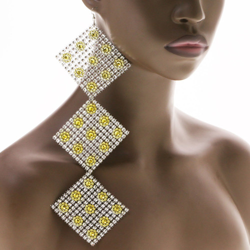 Assorted-Color Fabric Dangle-Earrings 12 Per Package E556GR