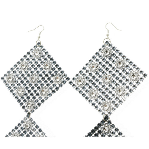 Assorted-Color Fabric Dangle-Earrings 12 Per Package E556GR