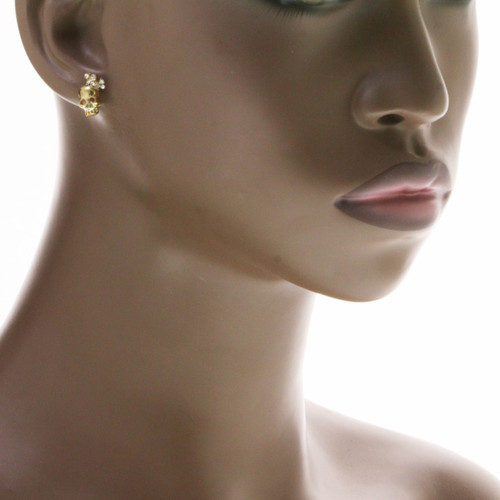 Skull Crown Stud-Earrings  With Crystal Accents Dual-Tone 12 Per Package E5601B