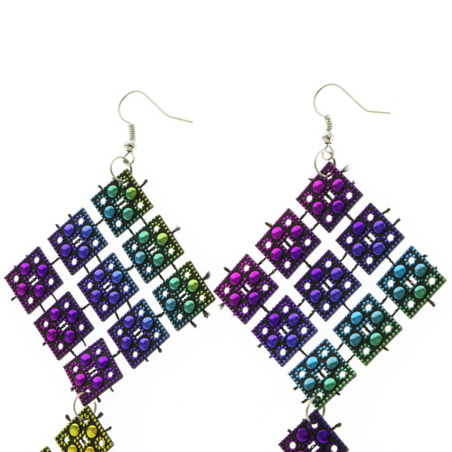 Assorted-Color Acrylic Dangle-Earrings 12 Per Package E591CC