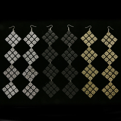 Assorted-Color Acrylic Dangle-Earrings 12 Per Package E591CC