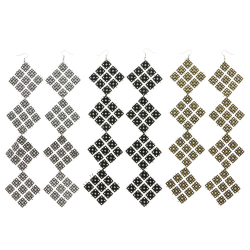 Assorted-Color Acrylic Dangle-Earrings 12 Per Package E591CC