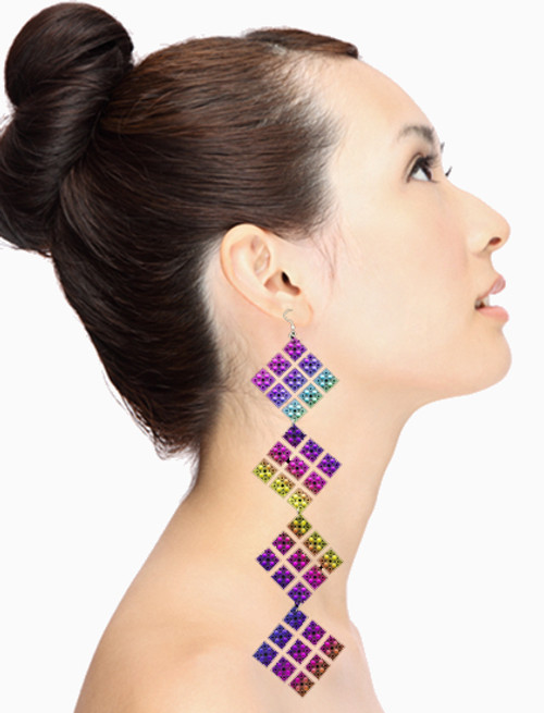 Assorted-Color Acrylic Dangle-Earrings 12 Per Package E591CC