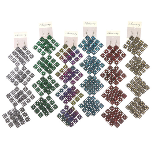 Assorted-Color Acrylic Dangle-Earrings 12 Per Package E591CC